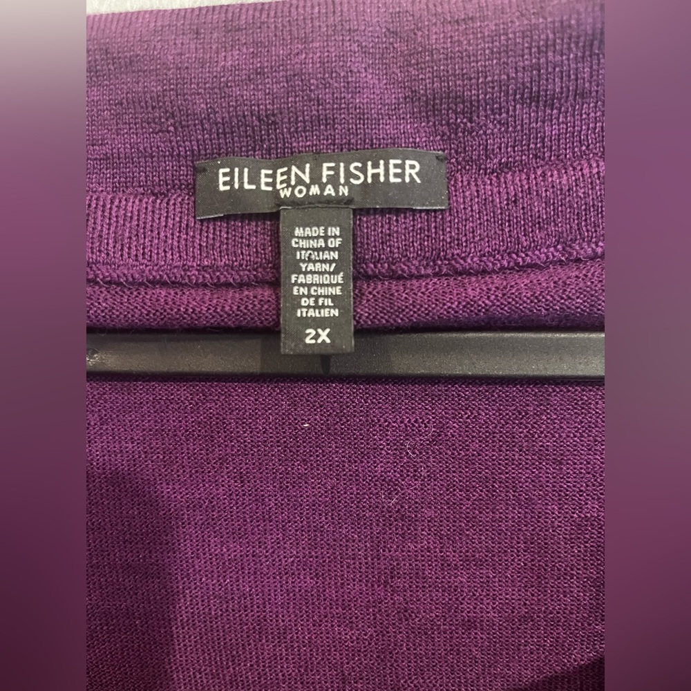 Eileen Fisher Plus Women Purple Cowl Neck Sweater 100% Merino Size 2X - Picture 7 of 8